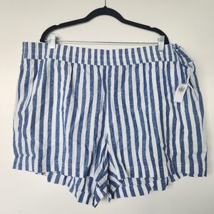 Old Navy Blue and White Vertical Stripe High-Waist Shorts